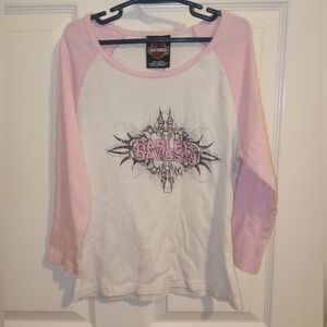 girls Harley-Davidson long sleeve 3/4 t-shirt sz S
